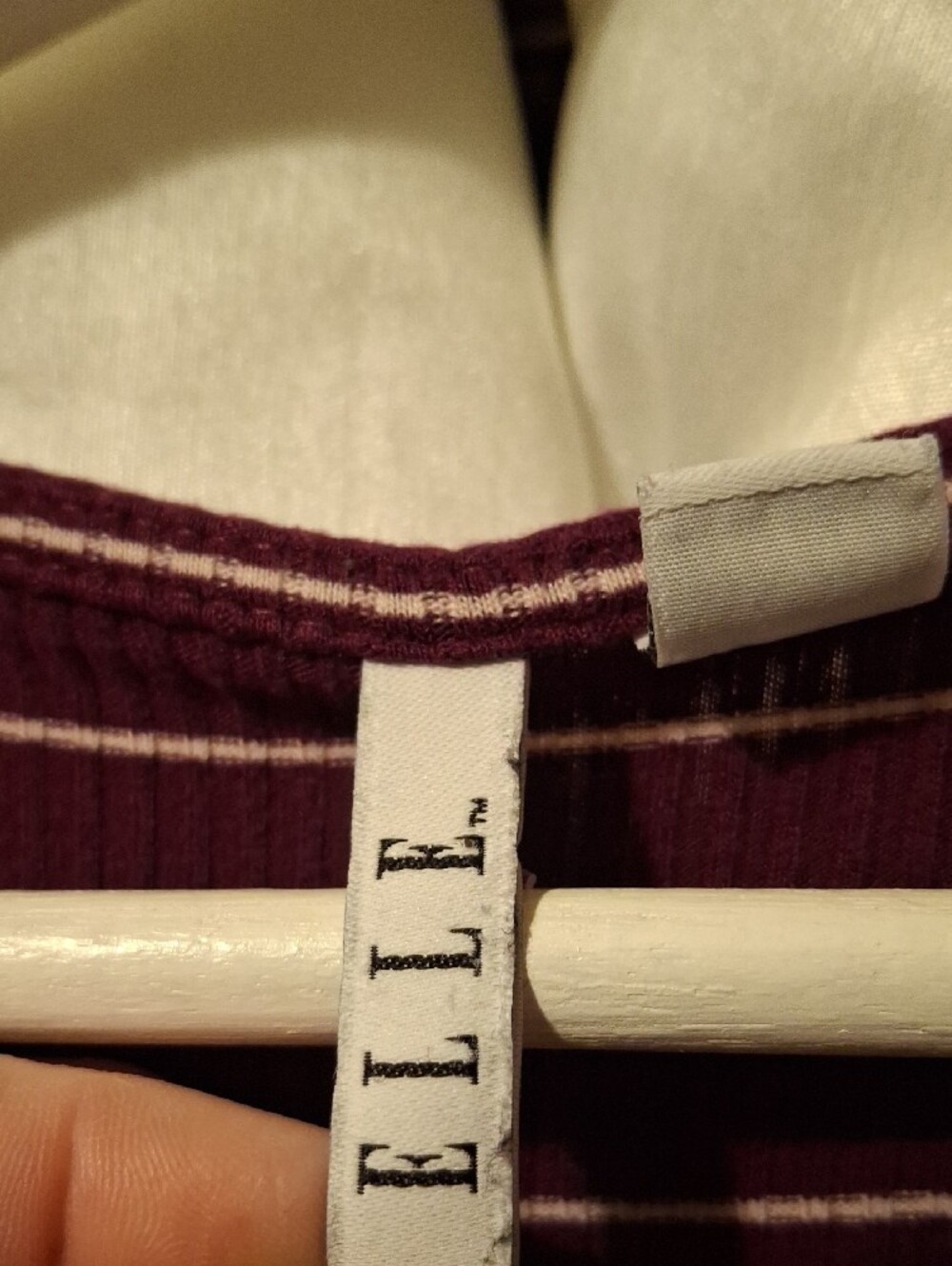 Elle Burgundy and White Striped Square Neck 3/4 Sleeve Top - Picture 3 of 9